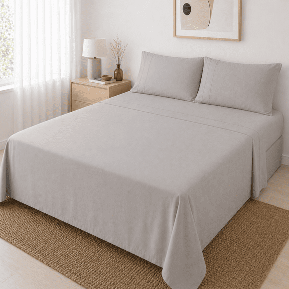 Juego De Sábanas Microfibra King 4 Piezas Home Strike - Gris Claro