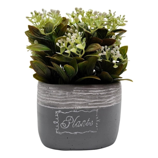 Planta Artificial Macetero Cerámica Vintage Plants Cubo blanco
