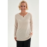 Fashionspark - Polera Mujer Lisa Manga Roll Up Beige