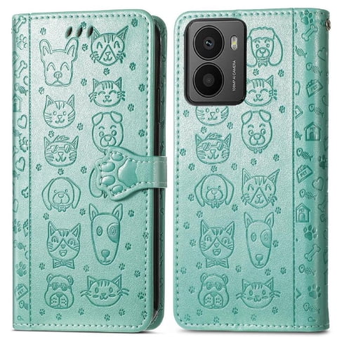 Funda Cartera Foxdock Para Hmd Fusion , Flip Pu Con Relieve De Gatos Y Perros, Tarjetero Y Soporte