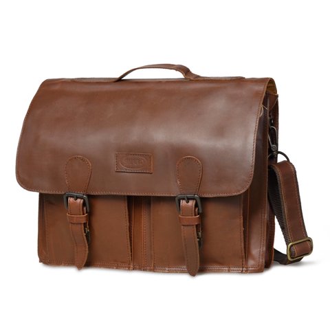 Cartera Mensajero Sharo Classic Leather Marrón