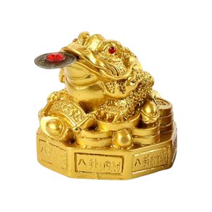 Magideal - Feng Shui Chino Dinero Rana Estatuilla Resina Sapo Fortuna Sapo Estatua Para Tablero De Coche De Mesa Decoración Del Hogar Regalos De La Dorado