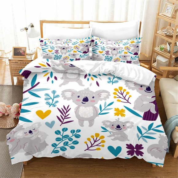 Cartoon Koala Child Quilt Duvet Cover Set Bedding Home Textiles Doona Cover3-Piece Bedding Set