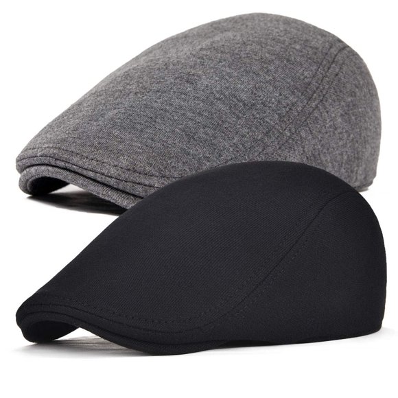 Gorra Newsboy FEINION para hombre, 100% algodón, color negro/gris oscuro
