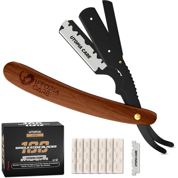 Navaja Barbero Utopia Care Mango Madera 100 Hojas