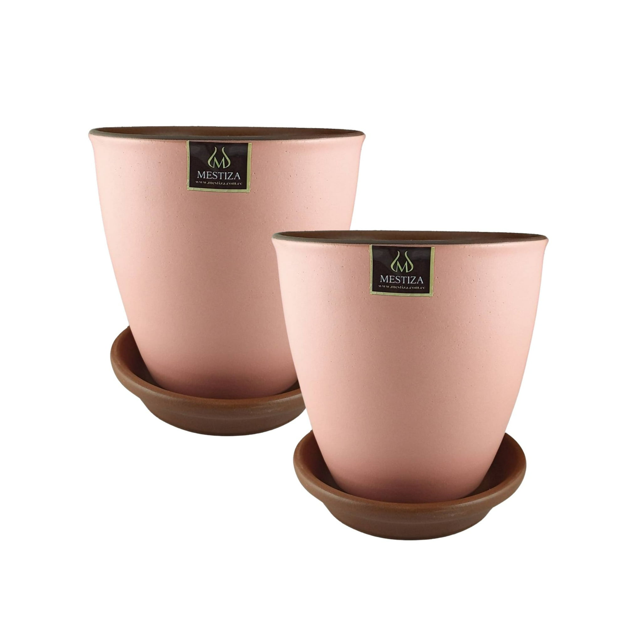 Pottery - Set De 2 Maceta Zafiro 17cm Rosa Nautica Y Sus Platos