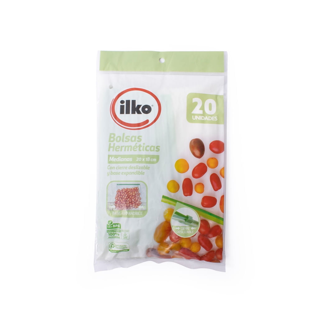 Ilko - Bolsa Herm. Med C/ Base Slider 20un 20x18cm