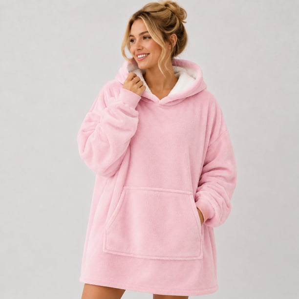 Poleron Felpa Con Capucha Manta Polar Bata Frazada Invierno