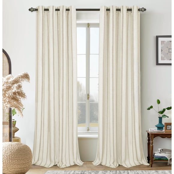 Cortinas DriftAway 132x244 cm Mezcla de Lino Opacas Beige
