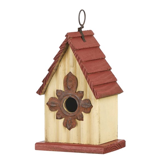 Colgante Bird House Glitzhome de madera para interiores y exteriores, 23 cm