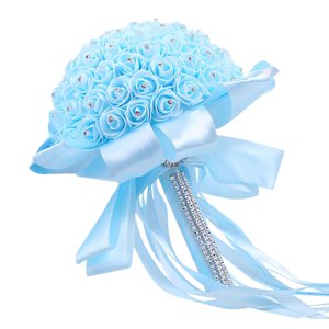 Bothyi - Ramos De Boda Flores Artificiales Hechas A Mano Para Vacaciones Aniversario De Bodas Azul