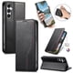 thumbnail image 3 of Funda tipo cartera para Samsung Galaxy A56 de piel con cierre magnético, ranuras para tarjetas y correa para la muñeca Negro, 3 of 6