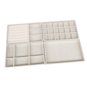Ioensy - 4 Piezas Bandejas De Joyería Organizador Inserto Divisor Para Regalo Reloj Collar Beige
