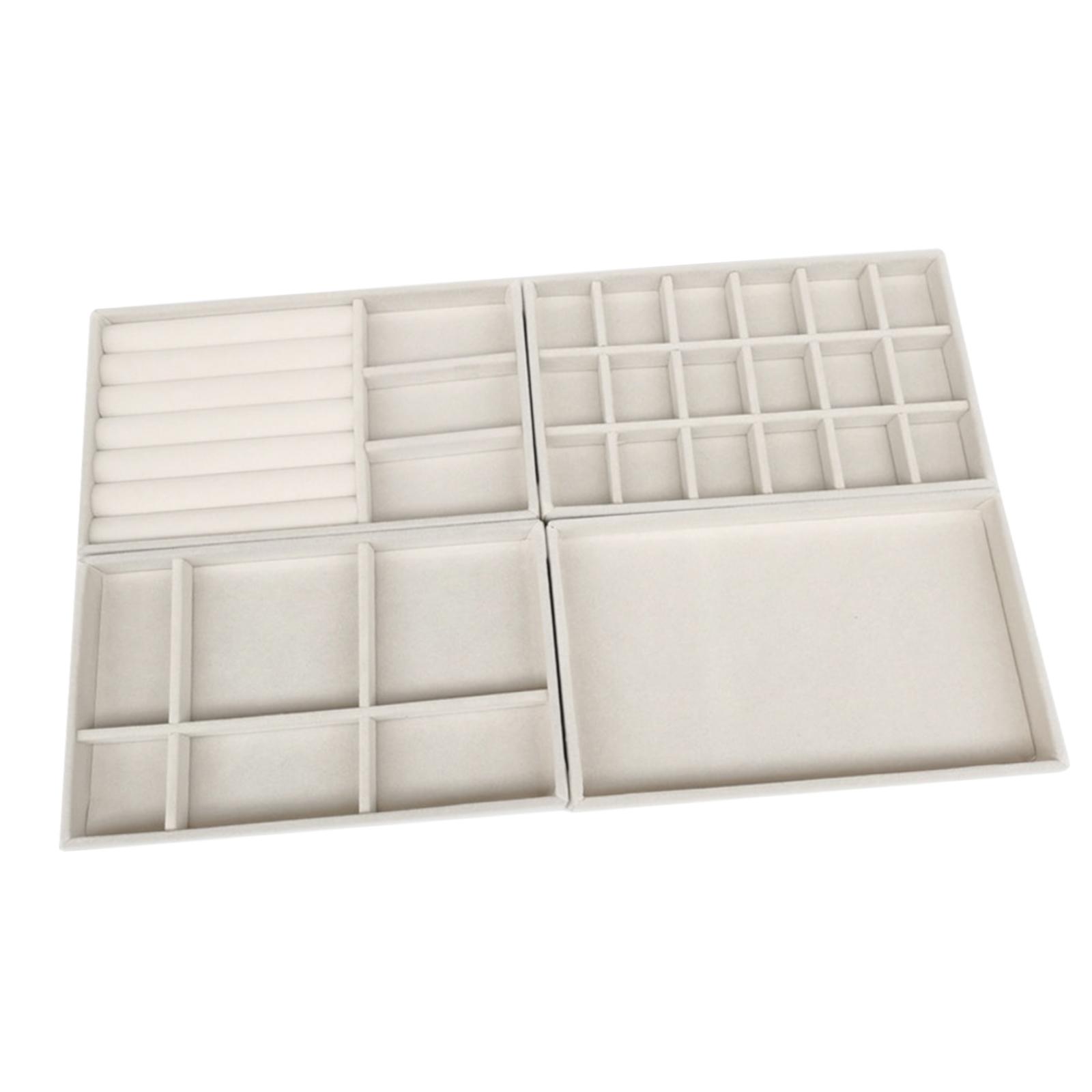 Ioensy - 4 Piezas Bandejas De Joyería Organizador Inserto Divisor Para Regalo Reloj Collar Beige