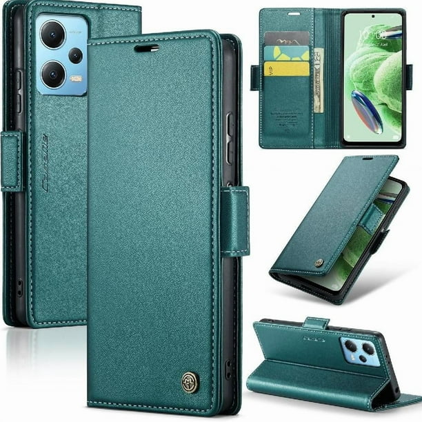 CaseMe tipo cartera Xiaomi Redmi Note 12 5G con cierre magnético, RFID, tarjetero, soporte, carga inalámbrica