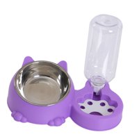 Magideal - Juego De Agua Para Gatos Con Función 2 En 1 De Comida Húmeda Y Seca, Tazón De Comida De Acero Inoxidable, Dispensador De Agua Automático, Diseño Incli Violeta