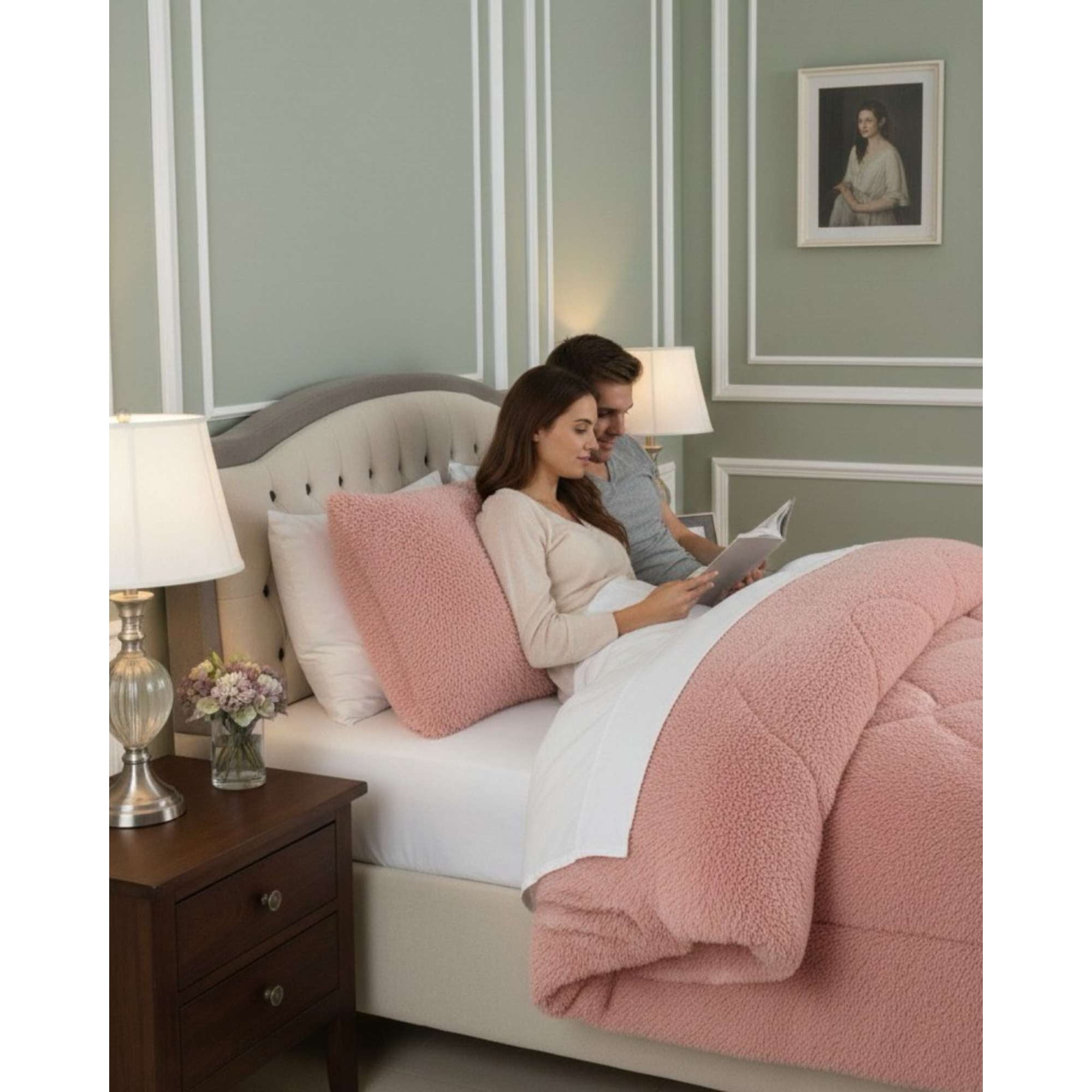 Myl Todo Hogar - Plumón Cubrecama 2 Plazas Sherpa Peludo Invierno Diseño Suave