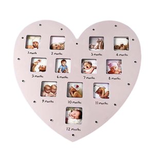 Bothyi - Marco De Primer Año De Bebé En Forma De Corazón Para Decoraciones De Fiesta Cumpleaños Recién Nacido Rosa