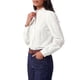 thumbnail image 3 of Blusa con Volantes y Encaje Hueco para Mujer INSPIRE CHIC, Cuello Alto, Ajuste Regular, Talla X Grande, Blanco, 3 of 6