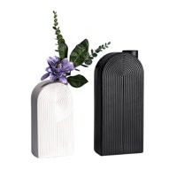 Homeessentials - Set 2 Jarrones De Cerámica Geométricos