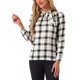thumbnail image 4 of INSPIRE CHIC Blusas de Mujer para el Trabajo con Cuello de Lazo y Mangas Largas a Cuadros XS Beige Negro, 4 of 6