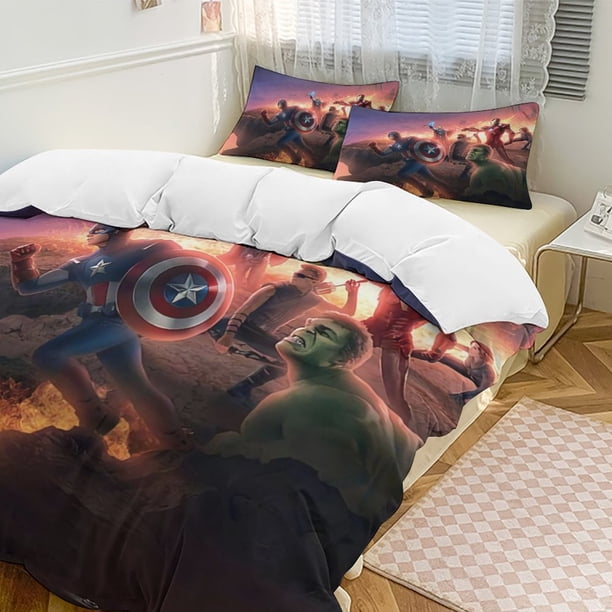 Captain AmericaCartoon Collection 3-Piece Comforter Set, Personalized Bedding Decor for Kids And Teens Bed Sheets