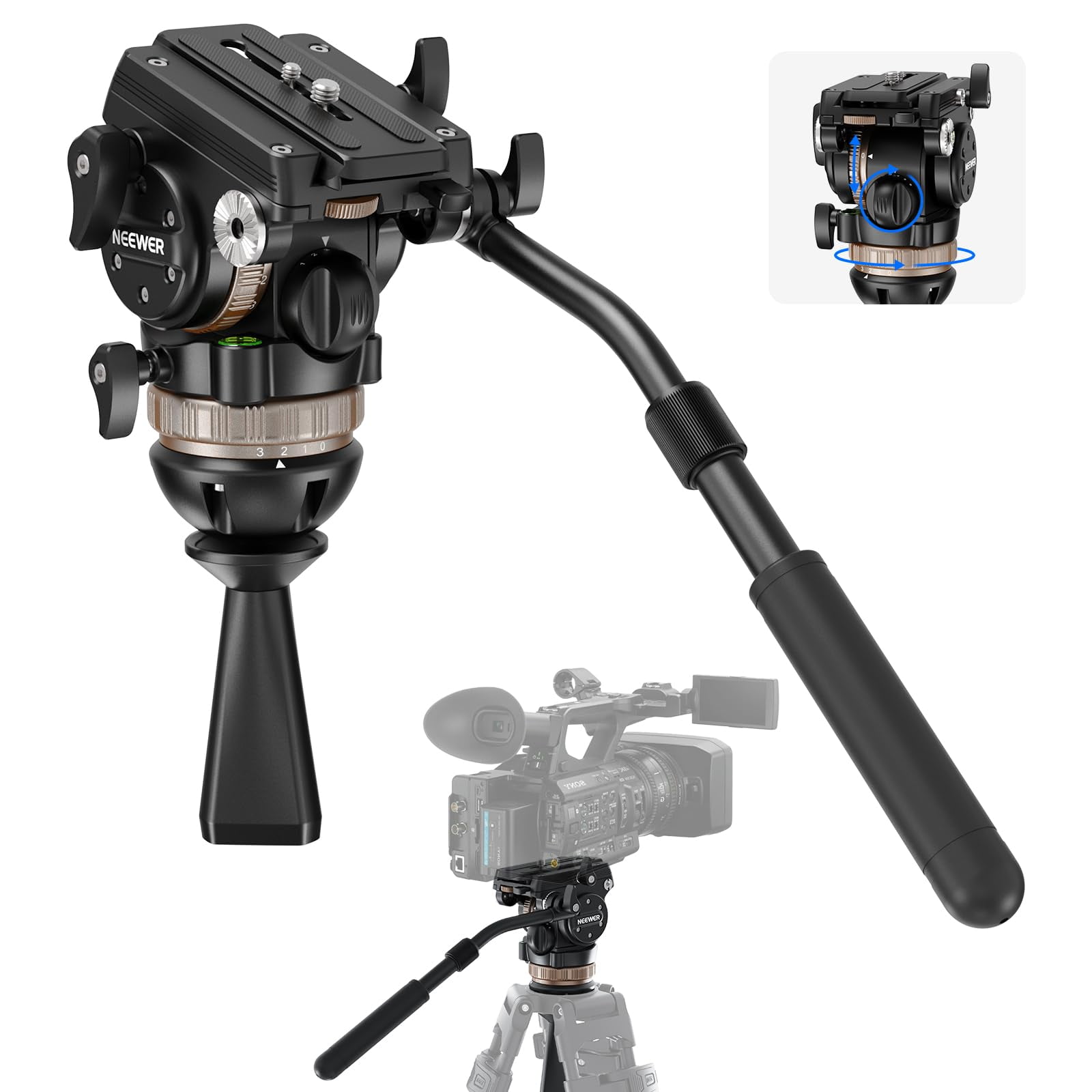 Trípode De Vídeo Neewer Th45 Con Cabezal Fluido, Capacidad De Carga De 8 Kg