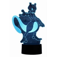 Lampara Ilusion 3D Mewtwo De 7 Colores, Base Touch