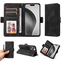 Carcasa Foxdock Iphone 16 Pro De Cuero Pu, Diseño Acolchado Clásico, Protección Contra Caídas Y Rayones