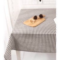 Genérico - Mantel Cuadros Lino Rectangular 140X220 Negro