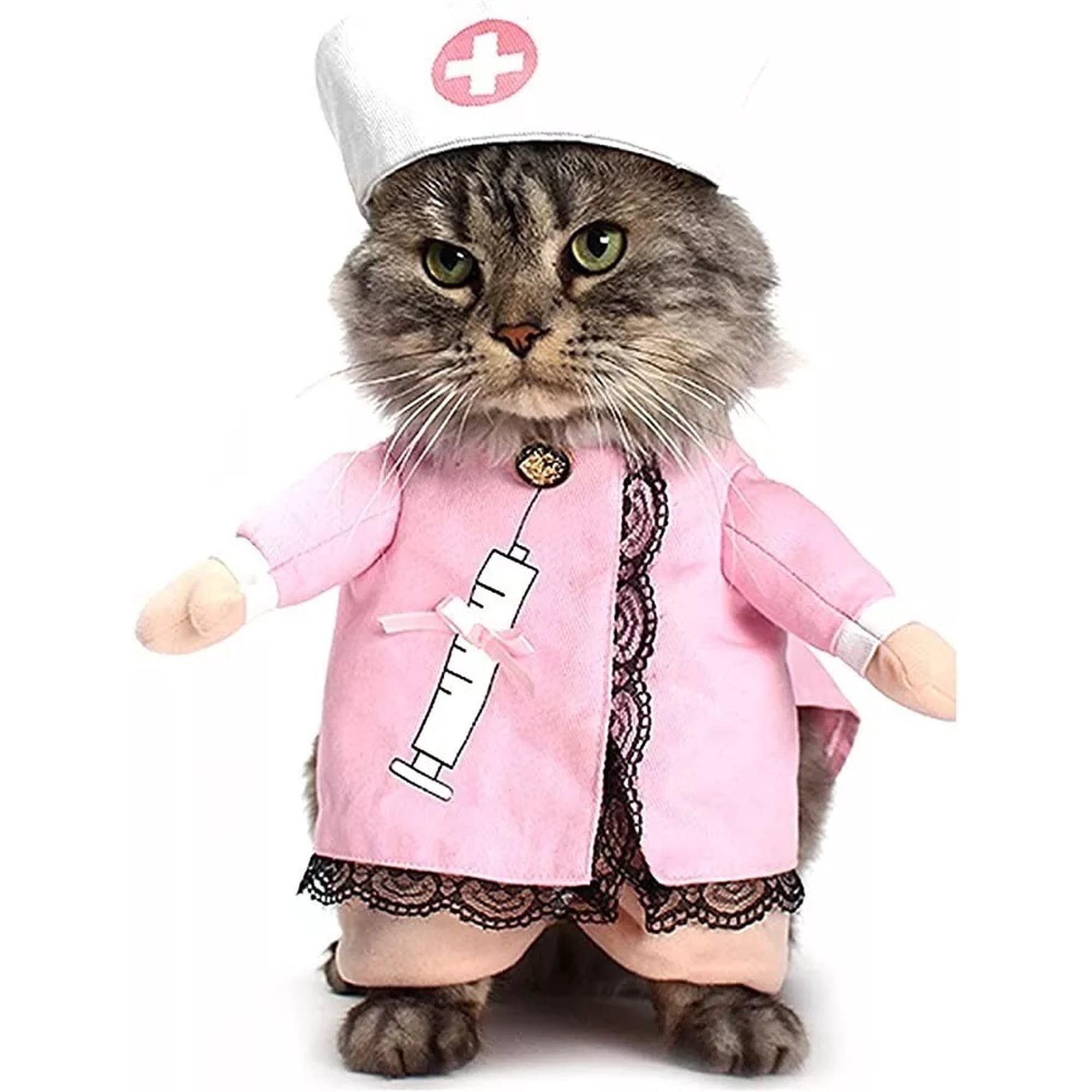 Disfraz De Enfermera Para Mascotas, Gatos, Color Rosado Talla M