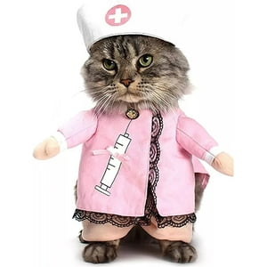 Defensor - Disfraz De Enfermera Para Mascotas, Gatos, Color Rosado Talla M
