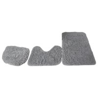 Magideal - Juego De 3 Piezas De Alfombras Antideslizantes Para Baño, Alfombrilla Para Baño, Cubierta De Tapa De Inodoro, Alfombrilla Lavable Para Suelo, Alfombri Gris Claro
