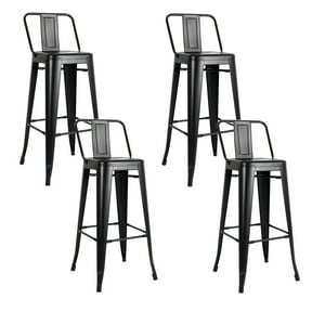 Castletec - Pack 4 Taburetes Pisos Metal Tolix Para Con Respaldo Lf5-03Hb - Negrp