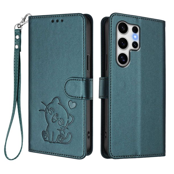 Carcasa Billetera de Cuero Sintético para Samsung Galaxy S25 Ultra, Verde Oscuro