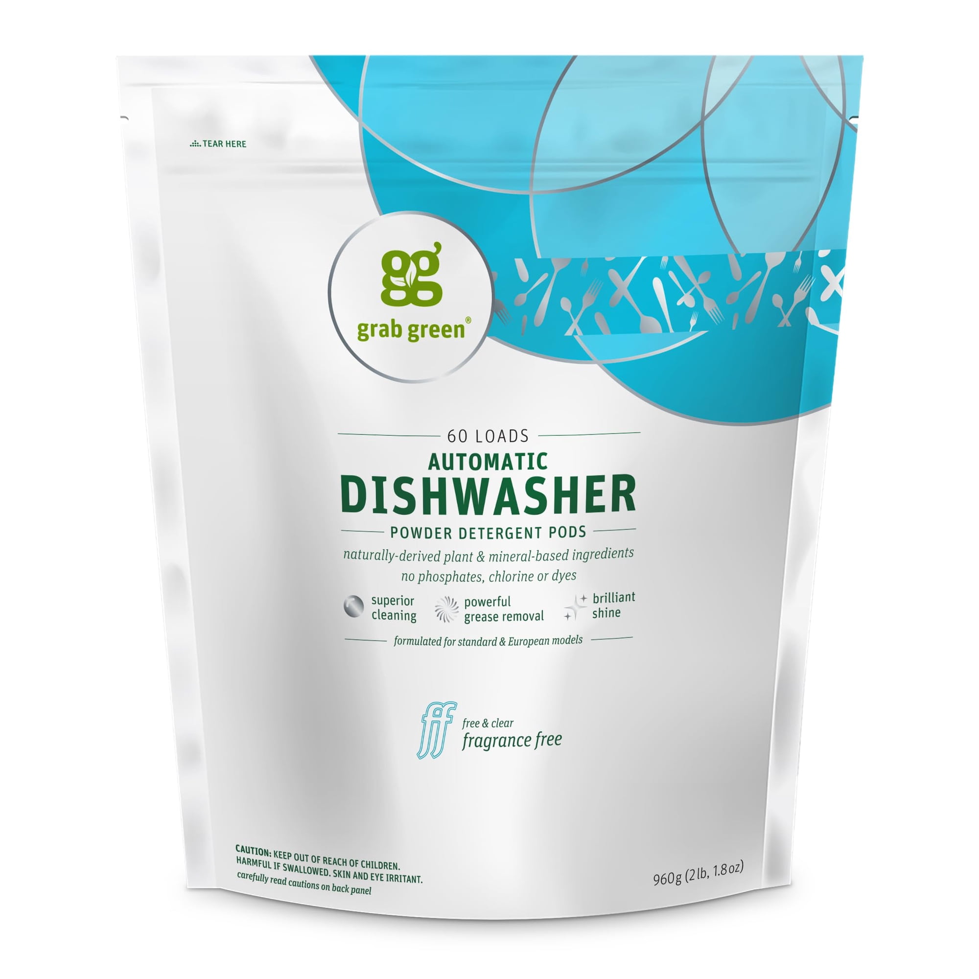Detergente Para Lavavajillas En Cápsulas Grab Green, 60 Unidades, Sin Fragancia