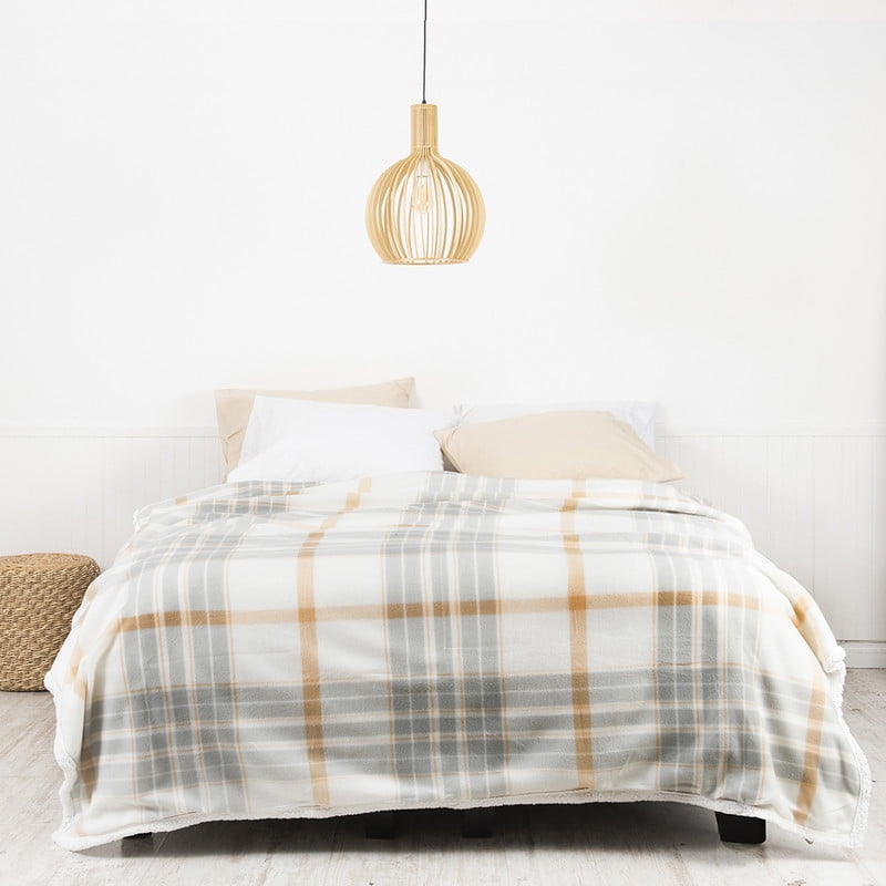 Mashini - Frazada Polar-sherpa Estampada 1.5 P Tartan Gris