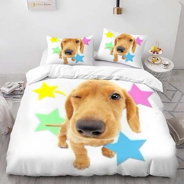 Happy Puppy Themed Bedding Set Soft and Comfortable for All Seasons Ideal Home & Bedroom Decor Perfect Gift for Family & Friends on DayXmas or Christmas