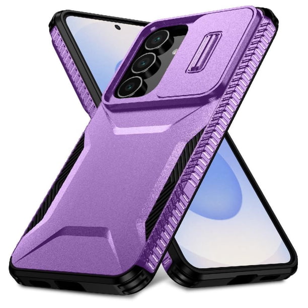Funda Resistente para Samsung Galaxy S25 FE con Tapa Deslizante y Protección Militar Morado