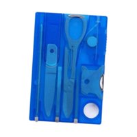 Magideal - Regla De Supervivencia De Bolsillo De Metal Compacta, Multifuncional, Herramientas Para Exteriores Para Acampar Azul