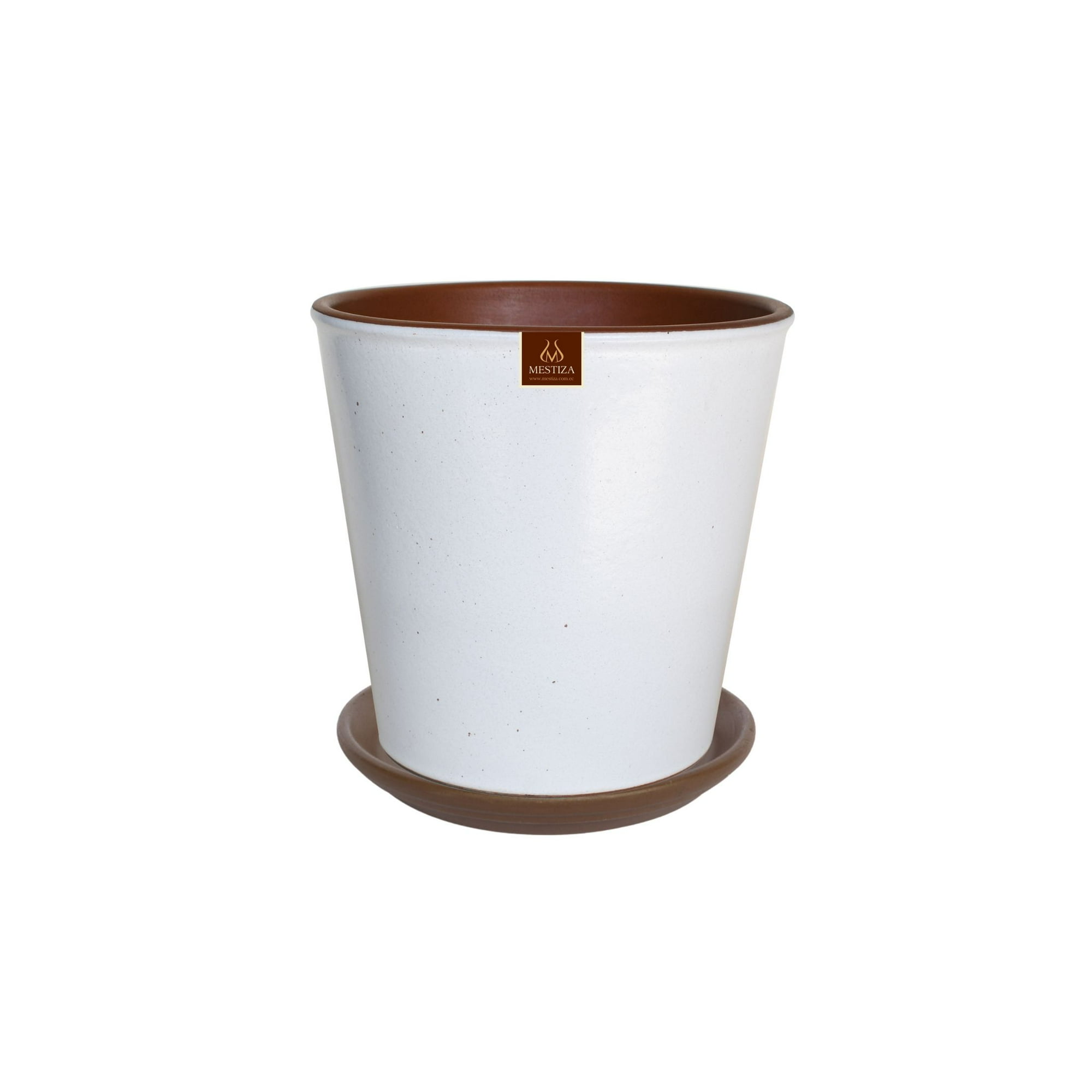 Pottery - Set Maceta Zaia 26 Cm Blanco Matte Con Plato