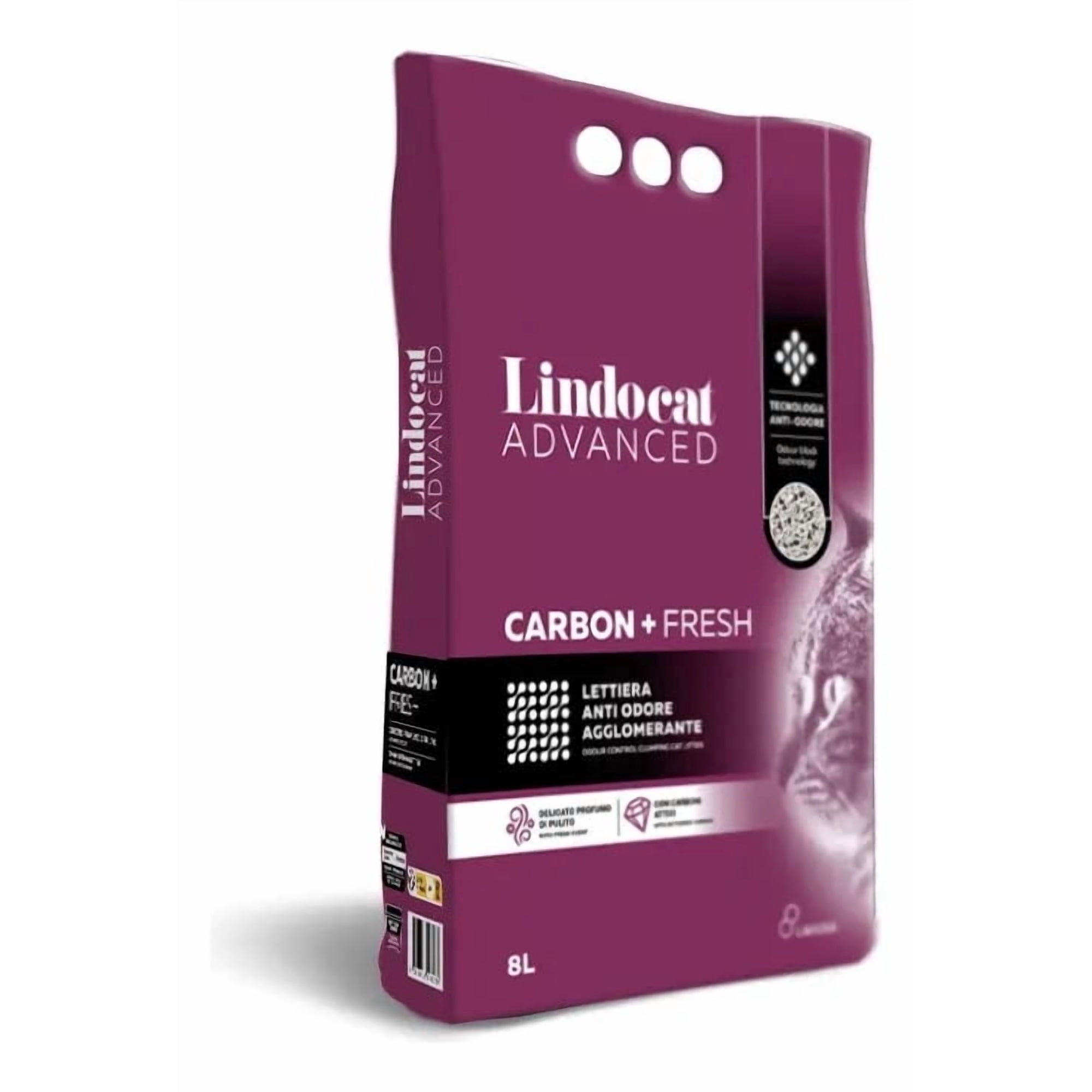 Arena Sanitaria Advanced Carbón+ Fresh de Lindocat, 8 Lts