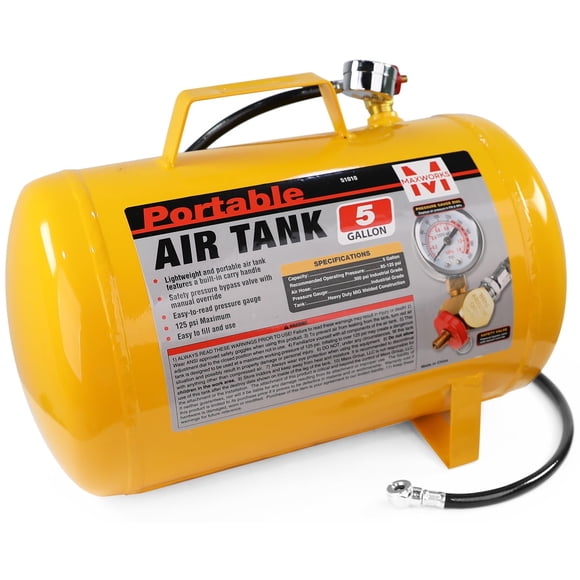 Tanque de aire MaxWorks 51010, portátil, 19 L, manguera de 1 m, 140 PSI