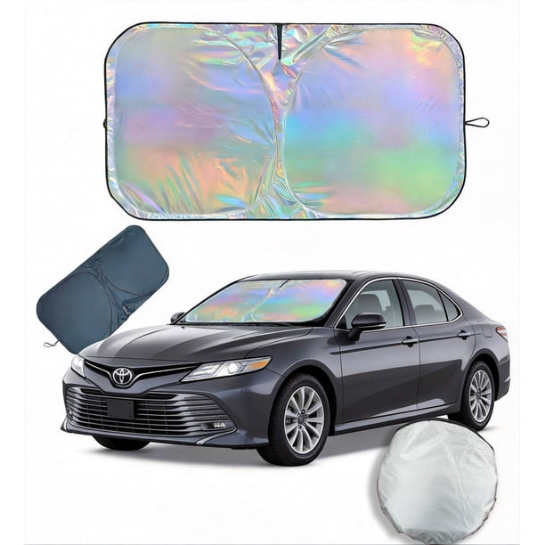 Toldo para Parabrisas Toyota Camry - Diseño Original, Diseño Telescópico para Todos los Modelos de Sedán, Recubrimiento Láser Reflectante, 99% Protección UV, Plegable