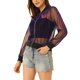 thumbnail image 4 of INSPIRE CHICChaqueta bomber para mujer de malla transparente con brillo, mangas largas, cremallera, XL, púrpura, 4 of 6
