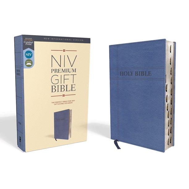 Biblia de Regalo Premium NIV, Cuero Suave, Azul Marino, Letras Rojas, Índice de Pulgar, Impresión Comfort: La Biblia Perfecta para Cualquier Ocasión de Regalo