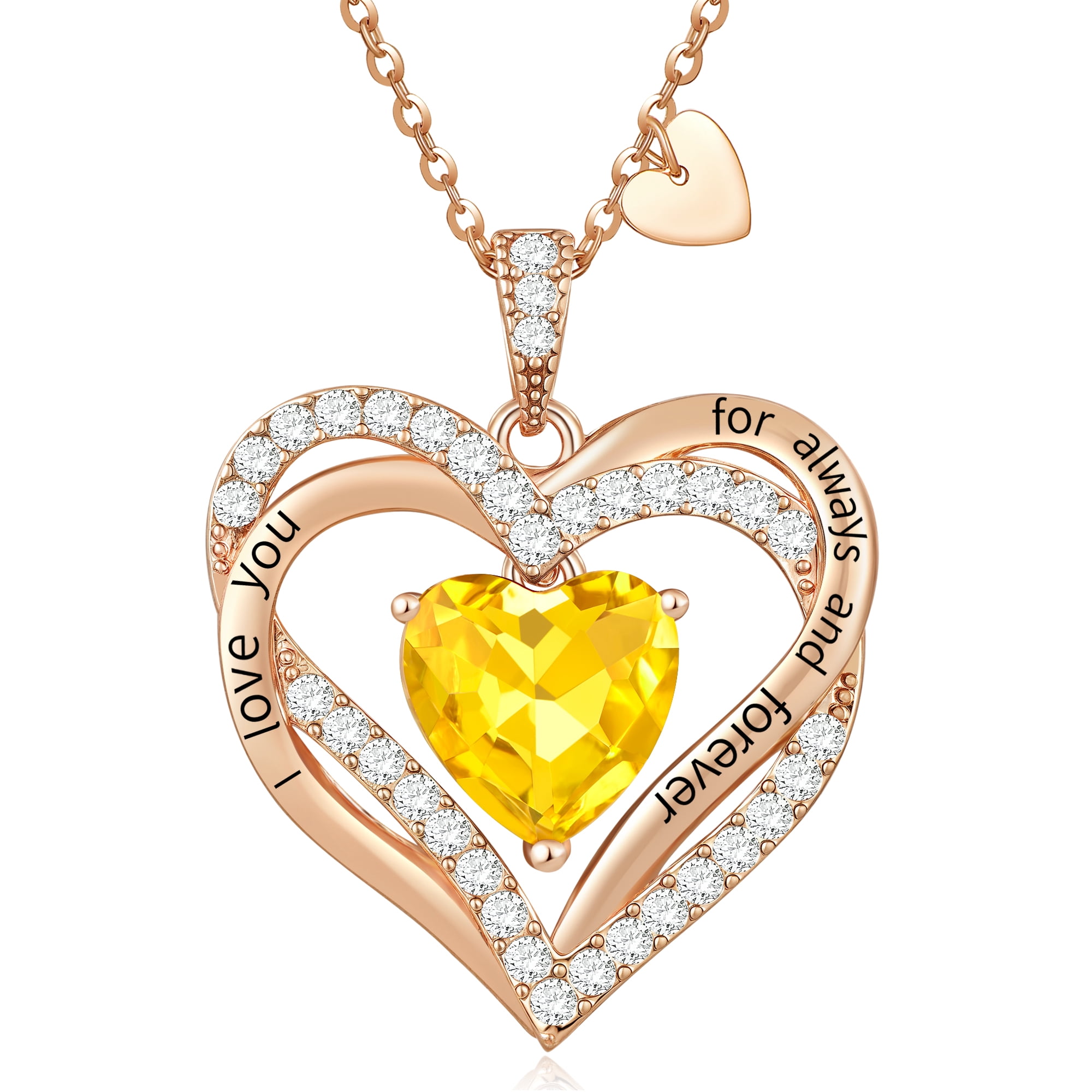 Heshpaws - Colcollares Colgantes De Amor De Amor Para Mujeres Con Piedra De Nacimiento Zirconia, Regalo De Joyería De Aniversario De Cumpleaños De Navidad Para Mujeres Esposa