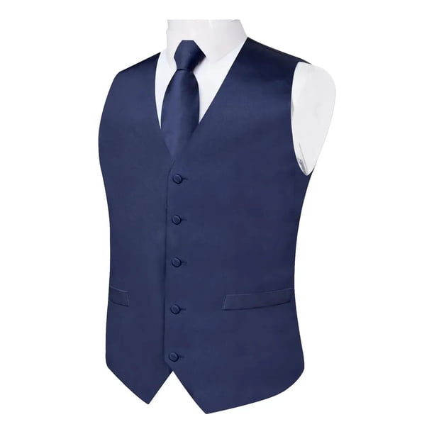 Gilet Satin Formal Hombre Chaqueta Sin Mangas Matrimonio azul oscuro L