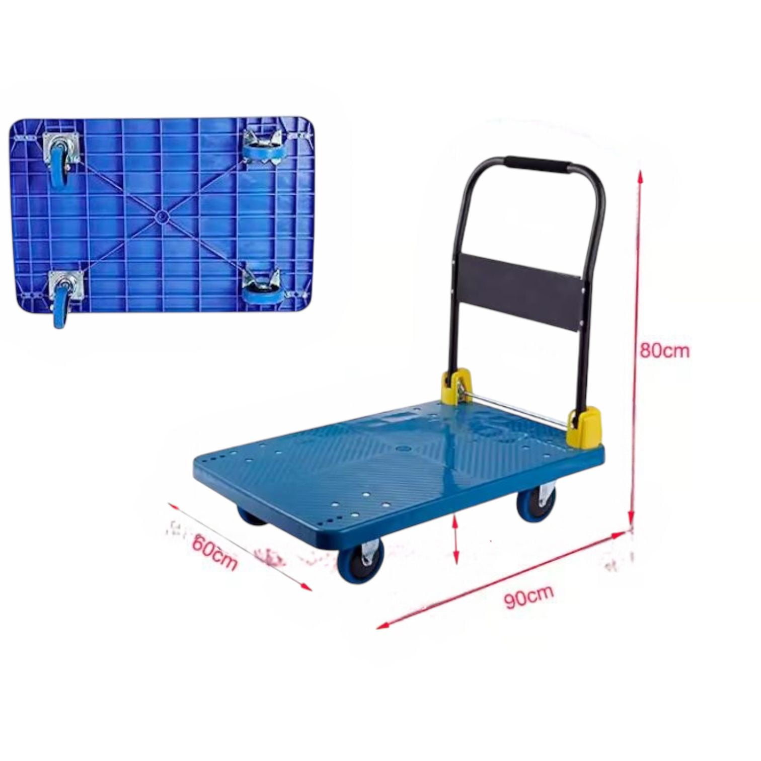 Alday - Carro De Carga Plegable 300kg De Plástico, 4 Ruedas Multiuso
