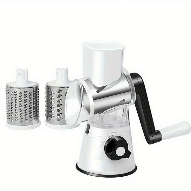 1pc, Cheese Grater, Kitchen Mandoline Vegetable Slicer With 3 Interchangeable Blades, Rotary Grater, Ceative Slicer For Fruit, Grinder For Potato Carrot Nuts, Kitchen Supplies, Kitchen Tools